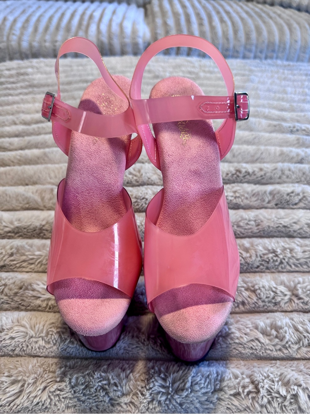 Baby Pink Pleaser Flamingo 808N Pink Patent Platform High Heels - Picture 3 of 5